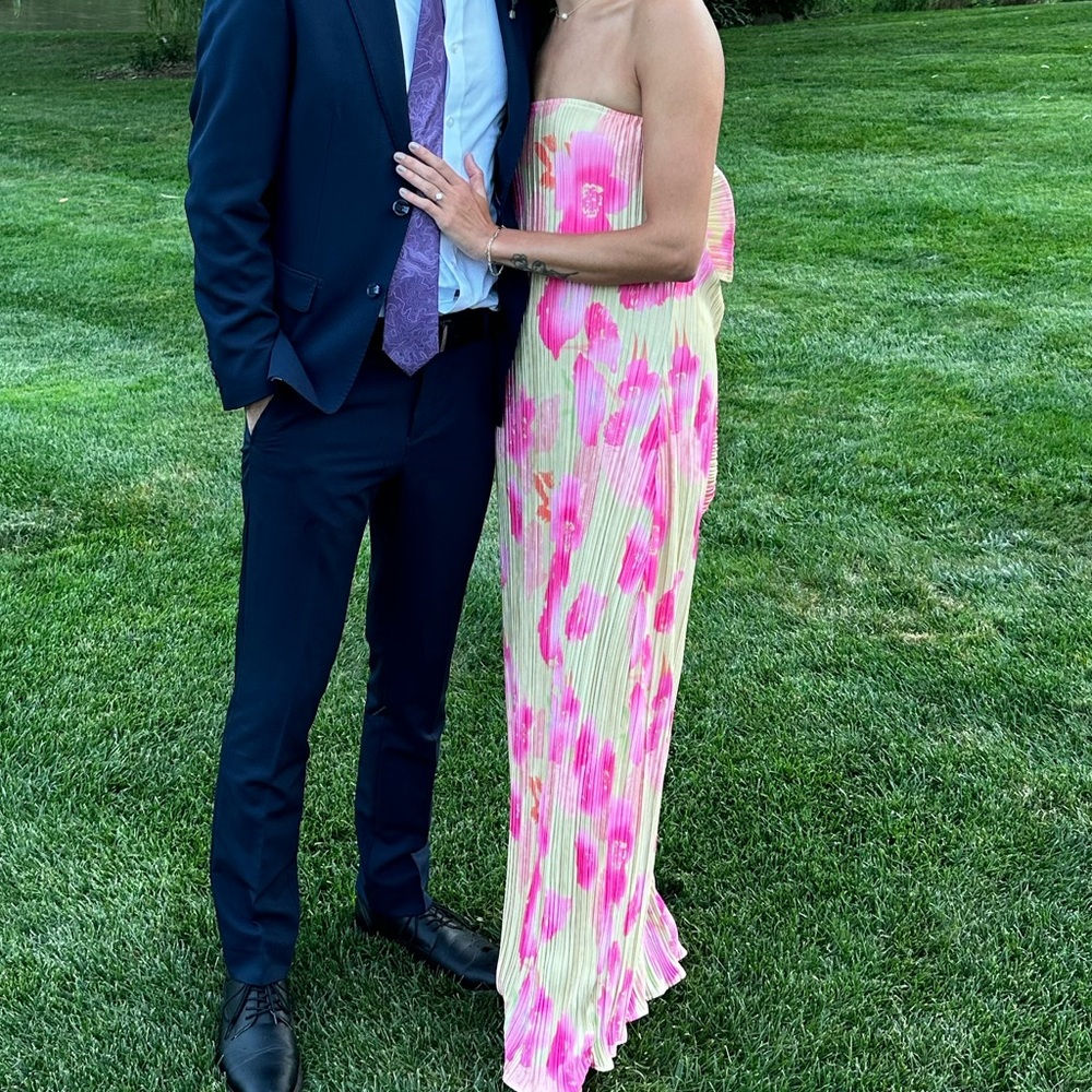 Strapless floral maxi dress